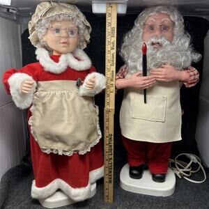 Vintage Santa's Best Santa Claus Mrs Claus 24" Christmas Animated Figures AS-IS